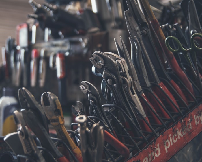 A rack of hand tools.